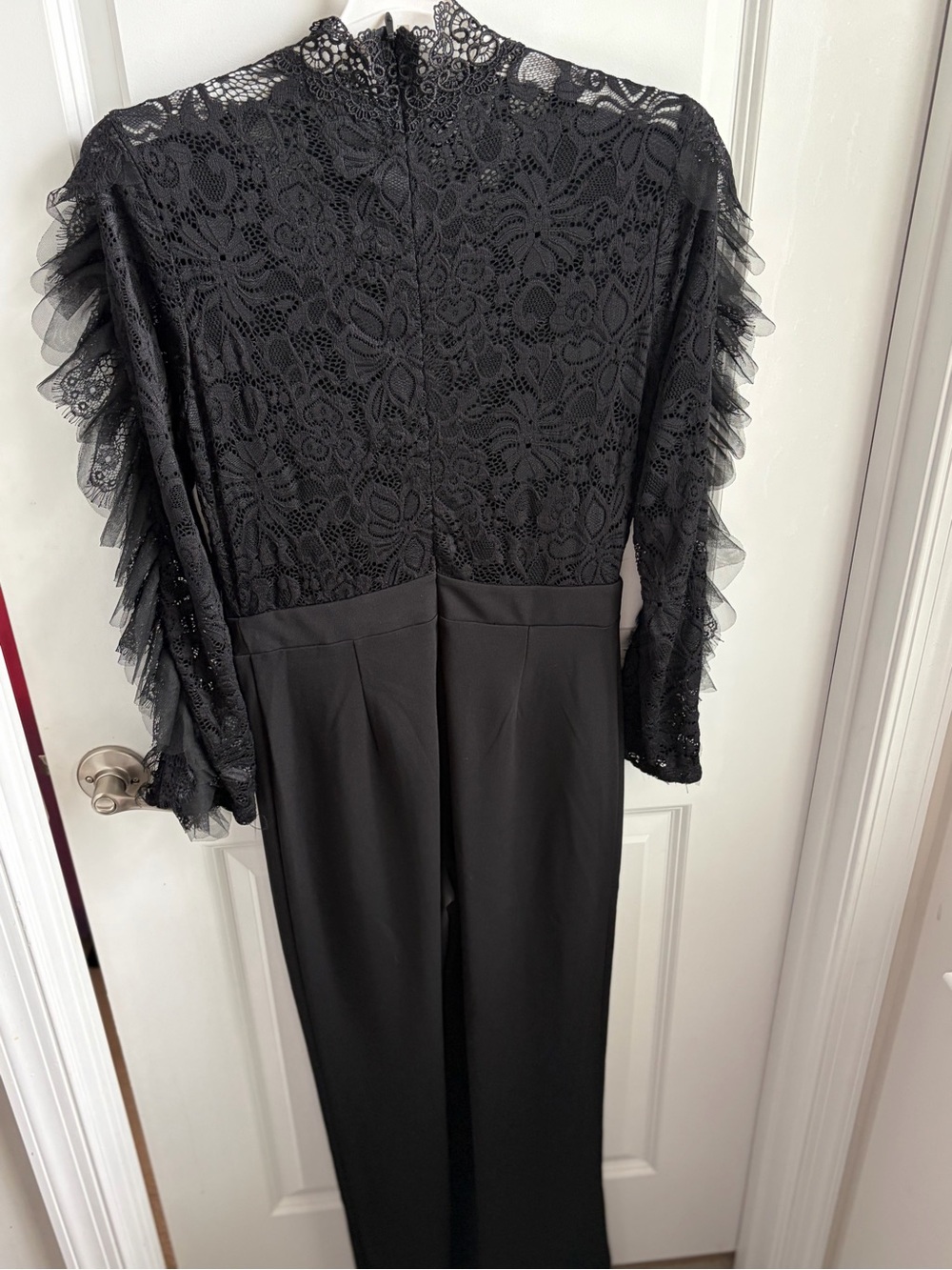 Fashion Nova Black Lace Ruffled Jumpsuit - Picture 2 of 4